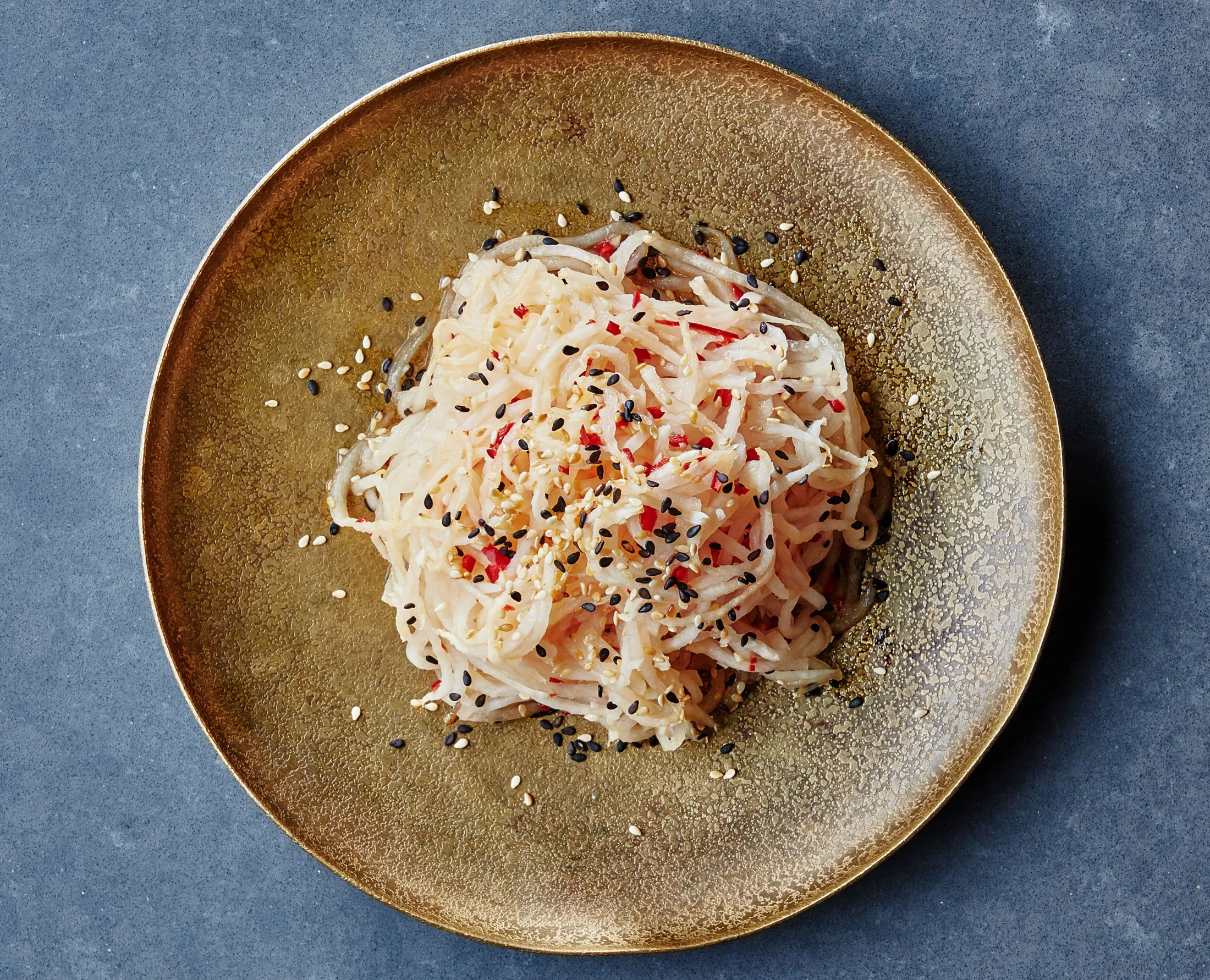 Daikon Salad with Sesame Dressing and Teriyaki Baked Salmon